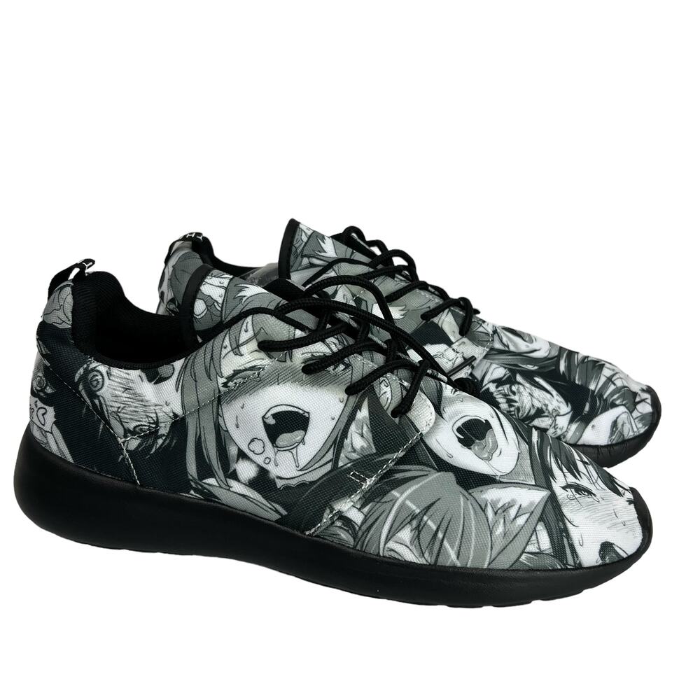 Three In Men's Lightweight Lace Up Casual Sneaker Shoe Anime Print Size 9.5